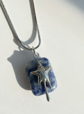 蓝点石头方块星星流星蛇骨链项链小众设计ins风百搭y2k轻奢多巴胺