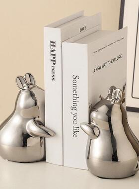 创意客厅不分离兔子小摆件电视柜书挡书柜办公桌面陶瓷家居装饰品