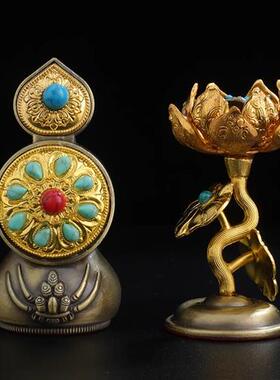 藏传密宗合金朵玛食子酥油花食子花佛前八供佛摆件家用食子朵玛