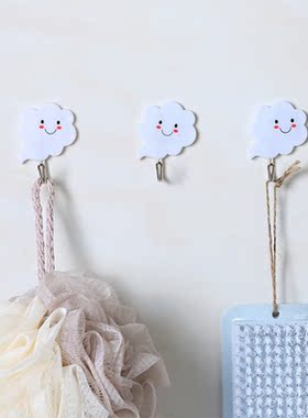 3Pcs Wall Hanging Door Hooks Bathroom Clouds Hanger Self-adh