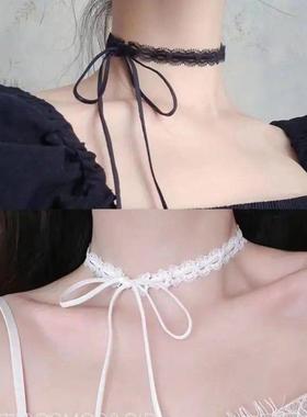 蕾丝颈带纯欲穿搭黑色绑带choker