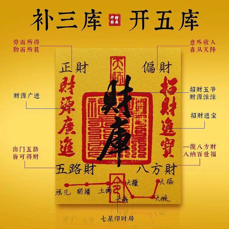 2026年开库五路财源招财进宝财库补聚财手机贴纸护身符手机壳内饰,淘宝优惠券,粉丝福利购,淘宝优惠卷