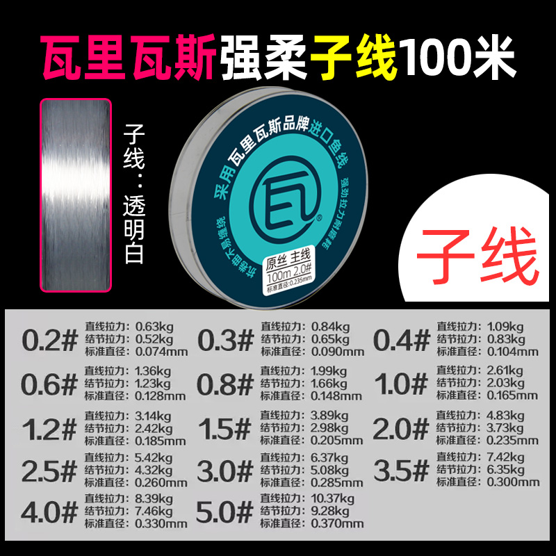 瓦里瓦斯鱼线100m强柔进口钓线强力野钓黑坑子线进口尼龙线钓鱼线 - 图3