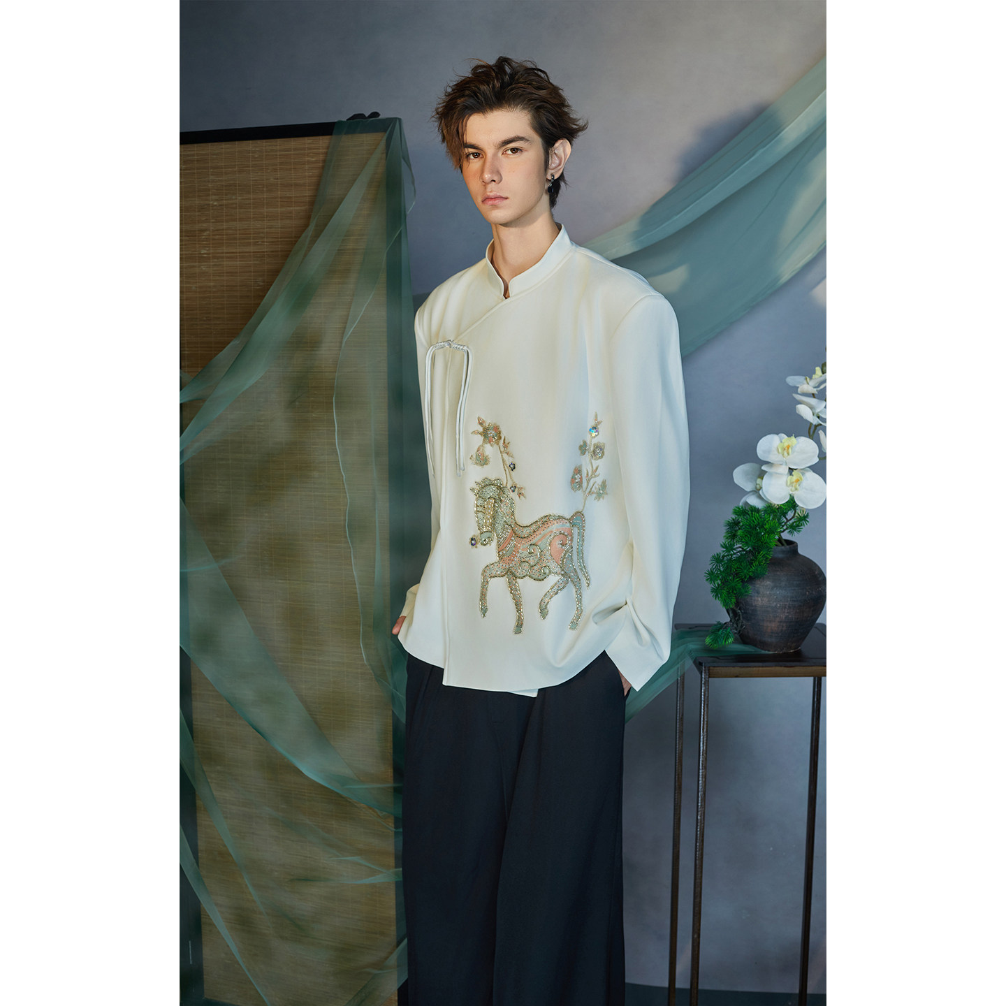 介尺JIECHI「以梦为马」新中式盘扣休闲白色西服外套男高级感上衣,淘宝优惠券,粉丝福利购,淘宝优惠卷