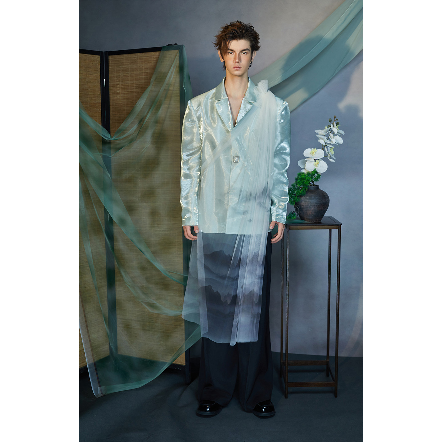 介尺JIECHI「月泊孤舟」新中式高级感国风蓝色宽松休闲西服外套,淘宝优惠券,粉丝福利购,淘宝优惠卷