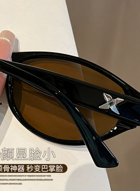 欧美个性椭圆猫眼墨镜男女高级感