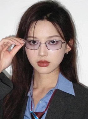 韩版金属方形浅蓝色太阳镜