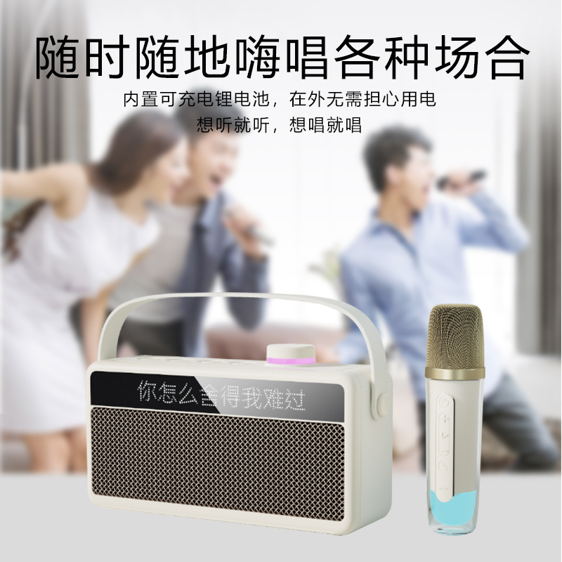 新科蓝牙音响一体显示歌词手提式唱K歌家用无线音箱低音炮大音量