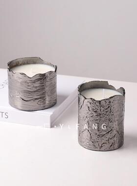 依依现代无障碍豪华树纹金属香氛蜡烛饰品样板房销售部民宿入口装