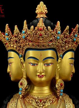 藏村全鎏金《大日如来》室内家用精工铜《毗卢遮那佛》桌面铜像