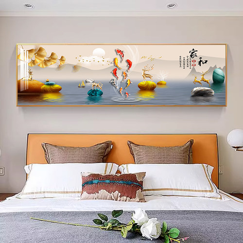 现代简约卧室床头装饰画主卧温馨房间壁画酒店客厅背景墙贴画轻奢 - 图2