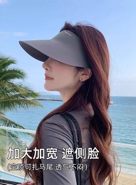空顶防晒帽女款防紫外线夏季遮脸口罩面罩遮阳帽无痕一体太阳帽子