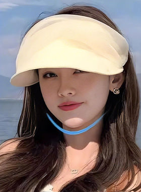2026新款网纱帽子褶皱黑色空顶防晒帽女夏季防晒遮阳帽出游太阳帽