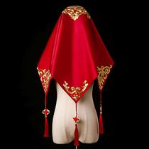 Wedding Bride Red Cover Head New Wedding Hooded Red Headscarf Chinese show and upscale Sherpa Enlarged Yarn Towels