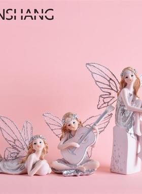 欧式拉小提琴吉他天使花仙子摆件创意儿童房装饰摆设女孩生日礼物