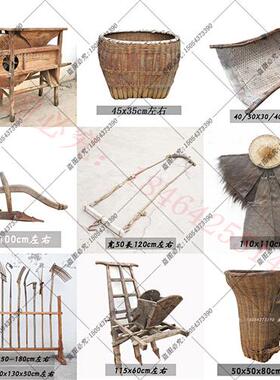 民俗怀旧农具摆件 手工木制老物件 农耕文化复古装饰品