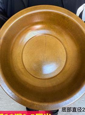 纯铜手工加厚黄铜盆水盆家用盆结婚喜盆脸盆洗脚盆榆木桌火盆大号