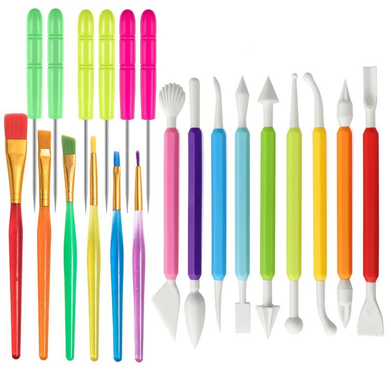 跨境陶艺工具21件套装 泥塑粘土雕刻刀 画刷 DIY手办饼干细节针 - 图3