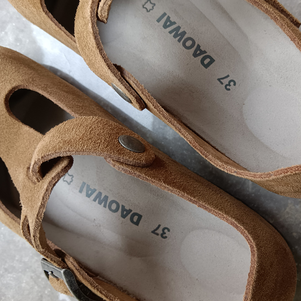 岛外DAOWAI勃肯鞋秋冬包头软木凉鞋单鞋休闲真皮复古反绒牛皮 - 图1