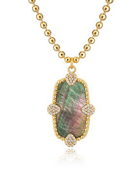 fettero 铜合金项链 【金色黑色珠子方框项链】气质轻奢小众炫彩