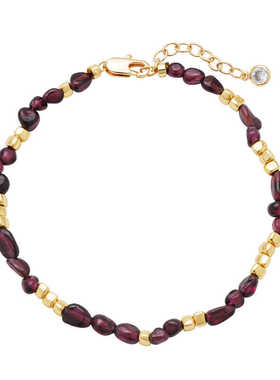 fettero 铜合金手链 【金色石榴色三角串珠手链】气质轻奢小众