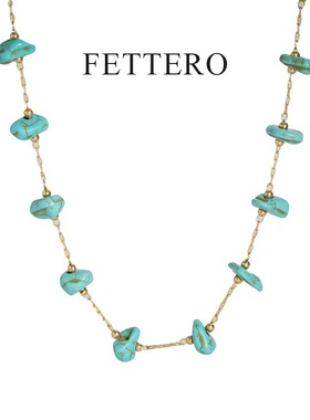 fettero 铜合金项链 【金色松石系列-彩石方珠项链】气质时尚百搭