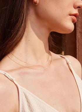 fettero 铜合金项链 【双层简约项链】高定设计时尚气质锁骨颈链