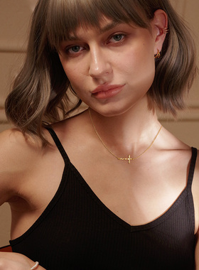 fettero 铜合金项链 【金色横向十字架颈链】简约ins小众时尚气质