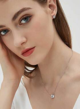 单颗锆石纯银项链简约高级锁骨链