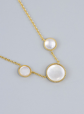 八芒星罗盘项链嵌白贝母简约颈链