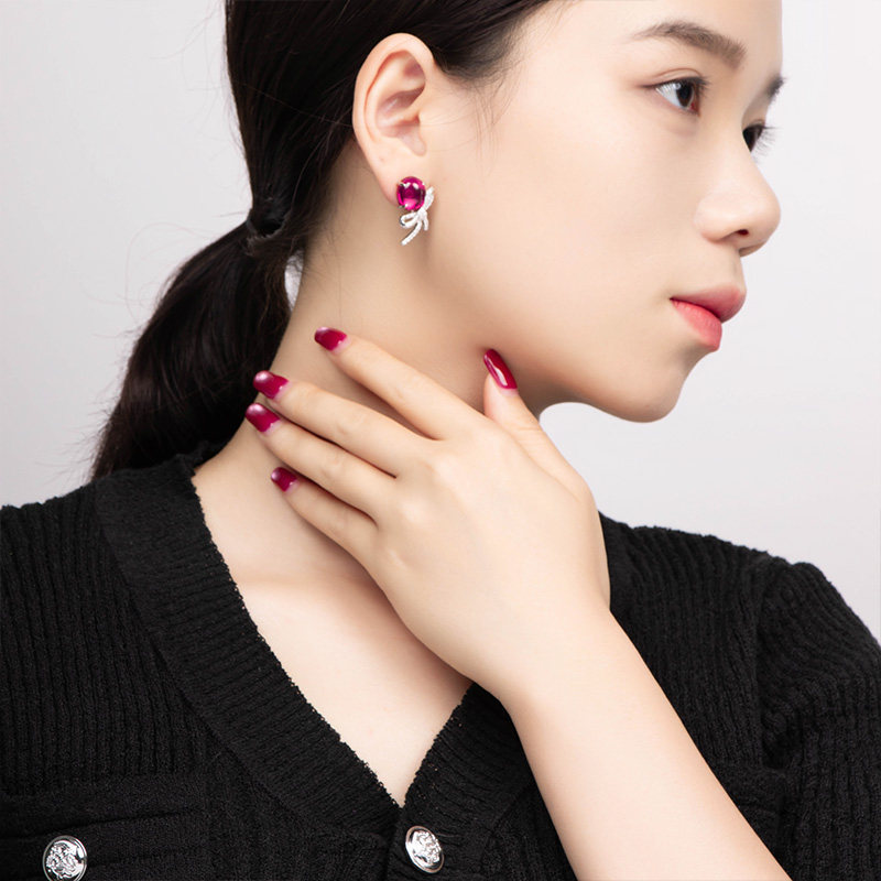 leqiyuan耳钉女红豆耳坠925银纯银耳饰小众百搭高级感设计耳环,淘宝优惠券,粉丝福利购,淘宝优惠卷