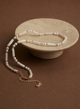 Hihipenny/ 纯白梦境 原创设计天然珍珠法式贝壳精致颈链时尚项链