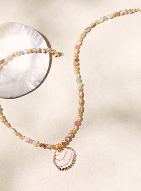 Hihipenny/sicily系列梦幻海洋天然牛津贝壳吊坠项链彩色玉石珍珠