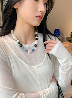 HiHipenny/多彩天然石磁吸项链金属磁力扣设计