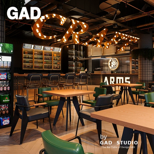 Стандартный стул промышленного стиля, коммерческий бар, стол и стул Комбинированные ресторан Qingba Western Restaurant Restaurant Table Table Table Table