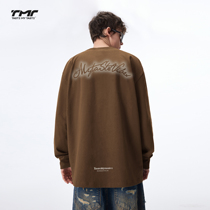 TastemyTaste spring style American retro sport round neck long sleeve T-shirt loose for undershirt casual couple wave