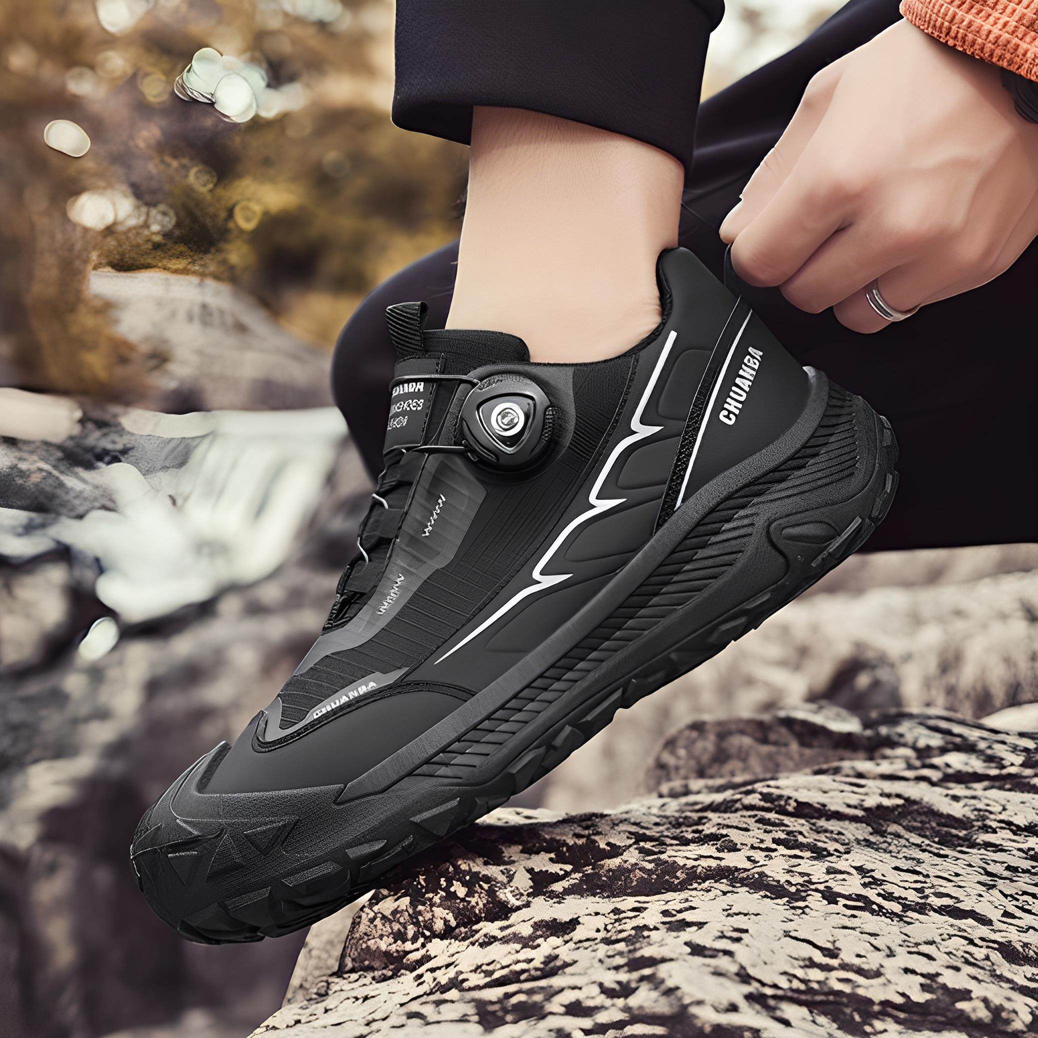 潮牌男鞋子2025新款夏季防水防滑工作休闲男士旋转钮扣登山运动鞋,淘宝优惠券,粉丝福利购,淘宝优惠卷