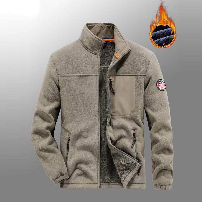 立领抓绒衣男秋冬季加厚保暖宽松大码夹克中年爸爸装摇粒绒外套潮,淘宝优惠券,粉丝福利购,淘宝优惠卷