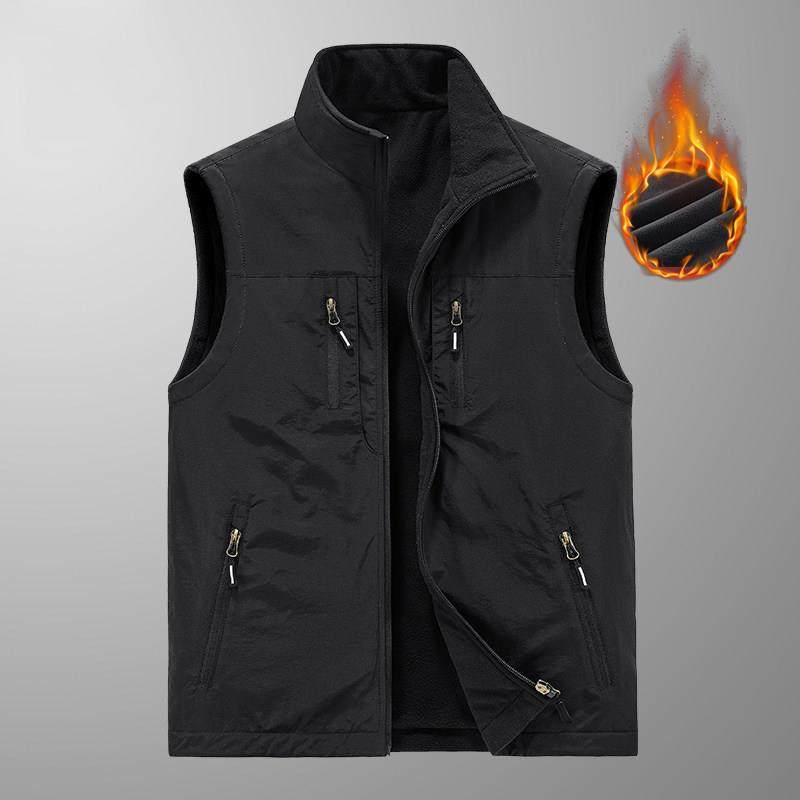 宽松大码马甲男秋冬季加绒加厚无袖外套外穿多襟翼口袋工装背心潮,淘宝优惠券,粉丝福利购,淘宝优惠卷