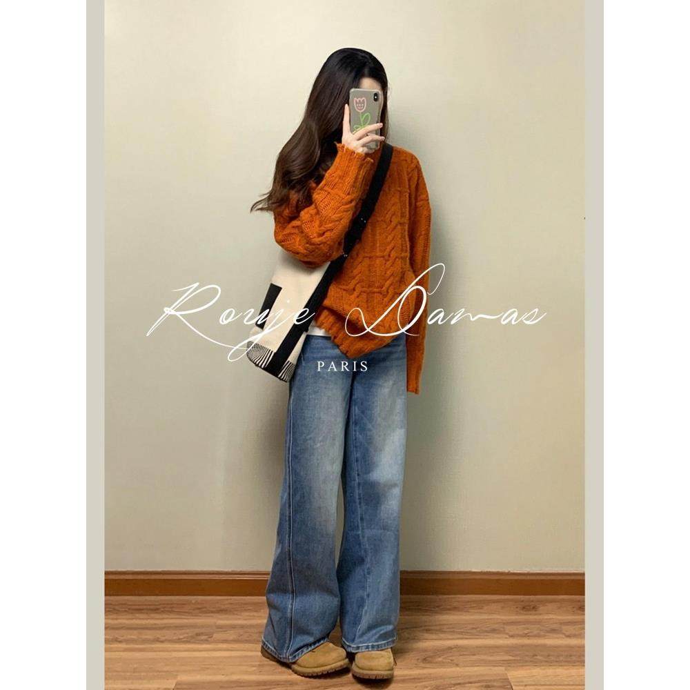 Rouje Damas高级感麻花圆领羊绒套头毛衣女宽松慵懒风针织衫上衣,淘宝优惠券,粉丝福利购,淘宝优惠卷