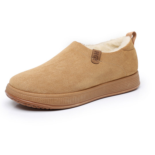 2025冬季老北京棉鞋男保暖防滑爸爸鞋加绒加厚中老年一脚蹬雪地靴