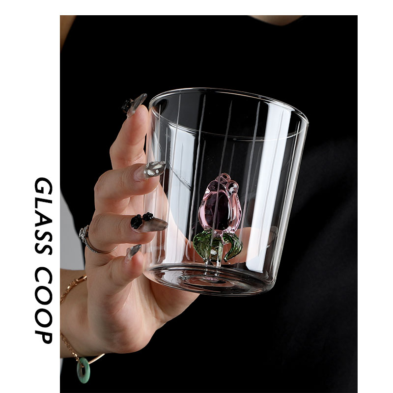 Glas sCOOP玻璃囚笼/心里关着玫瑰/中古杯酒杯 威士忌杯子日式ins - 图1