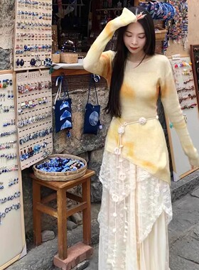 温柔仙气白色玫瑰针织腰链甜美