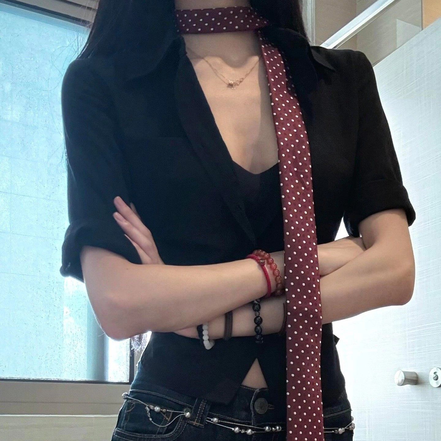 辣妹风~波点红色美式细长条腰带系腰丝巾飘带牛仔裤腰间配饰新品,淘宝优惠券,粉丝福利购,淘宝优惠卷