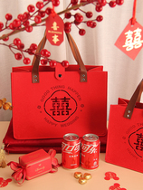 Red Gift Bag Wedding Joyful felt handbag Bride Big Wedding Bag Bridesmaid Accompanied By Gift of Festive Sugar