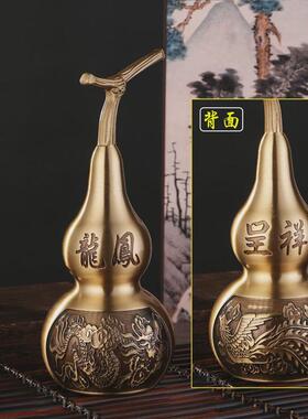 纯铜摆件铜葫芦百福葫芦黄铜铸铜精细办公室桌面玄关铜器摆件装饰