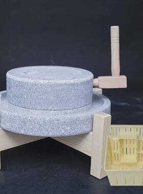 石磨家用小型天然麻石豆腐复古小石磨石磨盘茶盘耐磨豆浆机老式