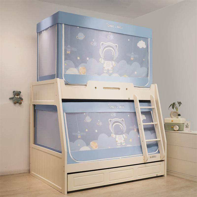 带布帘款子母床遮光蚊帐上下铺防蚊罩儿坐床梯形二层防摔童蚊帐,淘宝优惠券,粉丝福利购,淘宝优惠卷