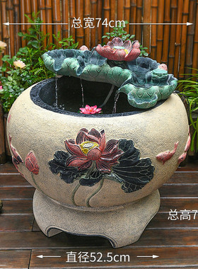 A524庭院流水摆件循环水户外鱼缸阳台小鱼池造景电视柜旁落地假山