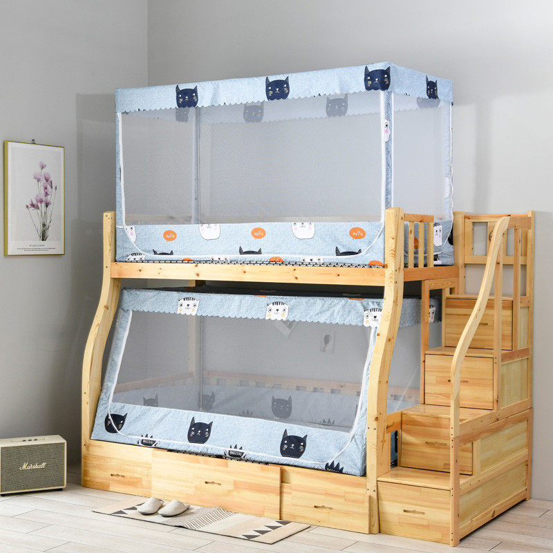 子母床方蚊帐1.2m上下铺1.5床梯形高低拉链0.9米床步梯儿童双层床,淘宝优惠券,粉丝福利购,淘宝优惠卷